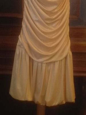 Alfred Angelo Vintage Strapless Short Metallic Draped Dress Champagne Color Like New