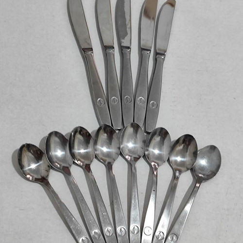 Vintage Sabena Airlines cutlery set used, knives and spoons