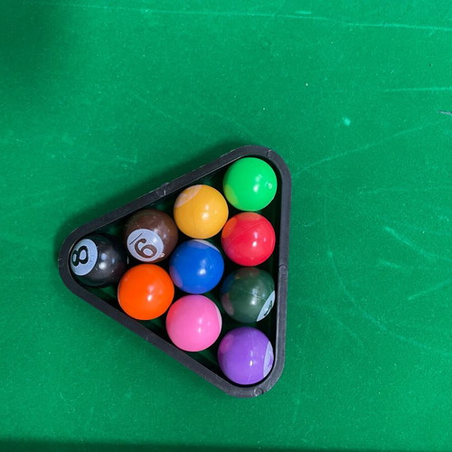 Children's billiards table like new, 30x60x15 cm, 2 cues, colorful balls