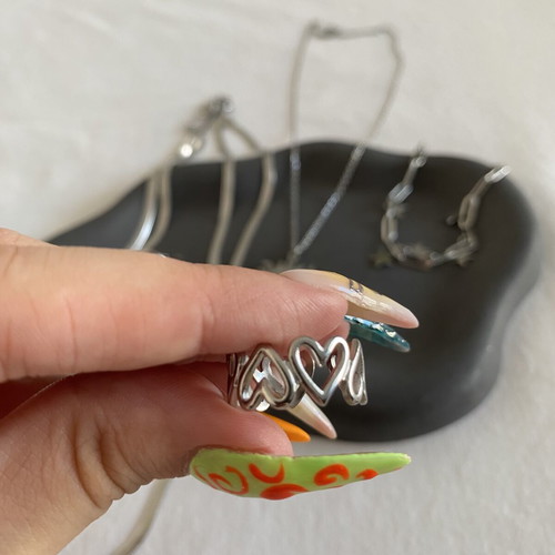 Steel jewelry set silver color, new