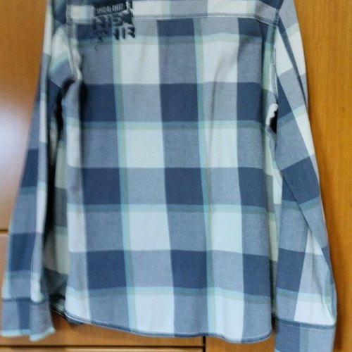 Attrattivo women's shirt L plaid like new, white and blue