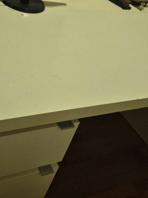 Office desk with 2-drawer cabinet, white/grey finish