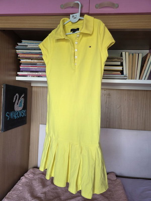 Tommy Hilfiger cotton dress like new, yellow, sizes 122-134 cm