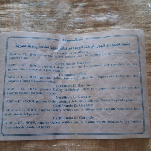 Authentic Egyptian Papyrus with Certificate of Authenticity like new