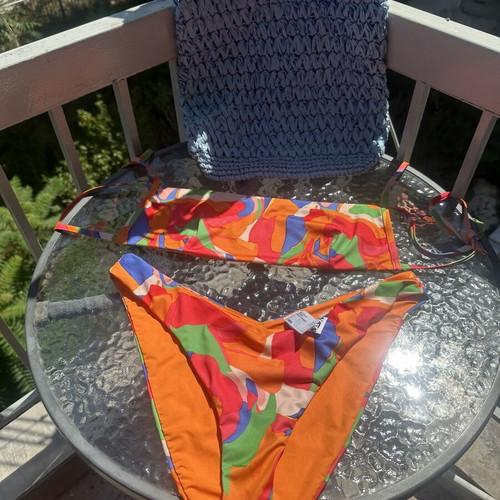 Asos multicolor bikini top and bottom size XL new