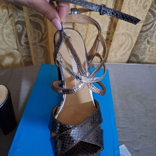 Maria Mare sandals size 38 used, 11 cm heel, black and grey