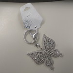Silver butterfly keychain new with rhinestones