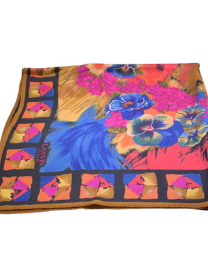 Lanvin Paris Vintage Silk Floral Square Scarf like new