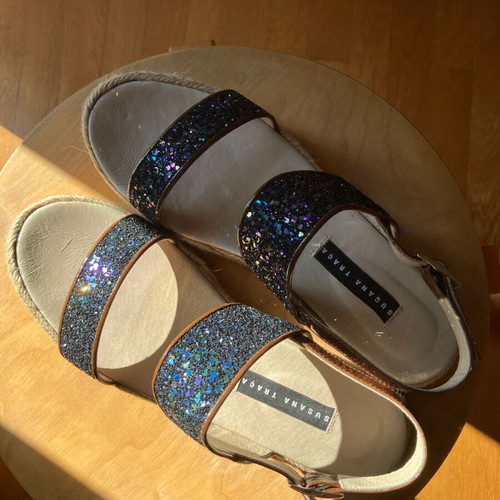 Leather espadrille sandals like new, brown, Suzana Traca