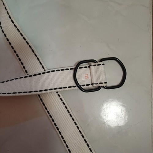 White men's belt 125cm without holes