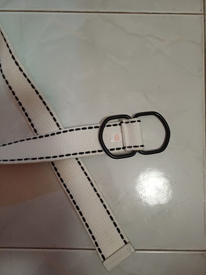 White men's belt 125cm without holes