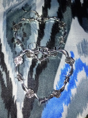 Rosie and Barbed Wire Earrings new, gothic style, silver