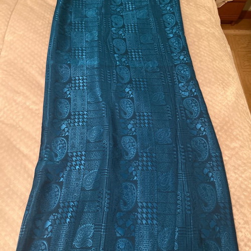 Silk fabric petrol with paisley new 3.20x1.15 m