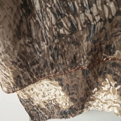 Lussile women's silk scarf used, beige and brown with beads