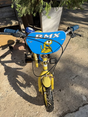 Παιδικό BMX ποδήλατο μεταχειρισμένο, μπλε και κίτρινο με σχέδιο φιδιού