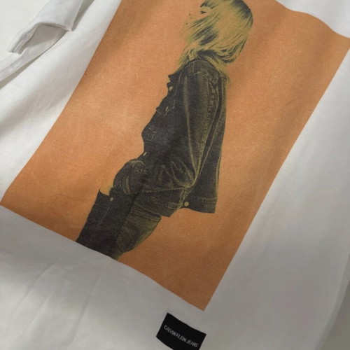 Calvin Klein cotton t-shirt new, size S, white and orange