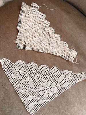 Handmade lace set, 4 pieces, 20x20 cm, like new