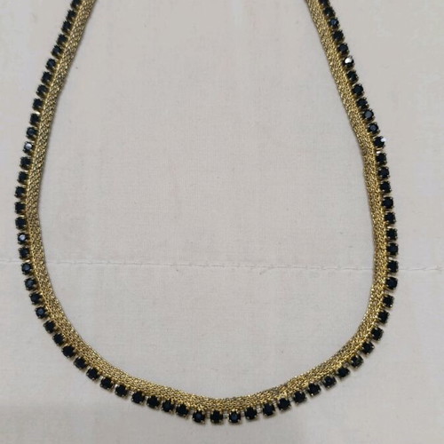 Vintage Riviera Necklace used, gold with black stone