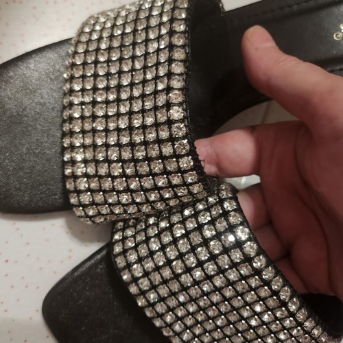 Ideal Shoes black sandals with rhinestones new, size 39