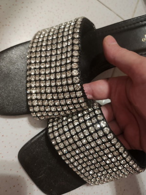 Ideal Shoes black sandals with rhinestones new, size 39
