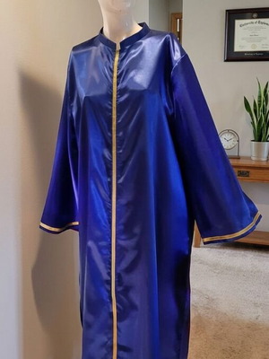 Adult graduation gown royal blue satin with cap S/M & L/XL