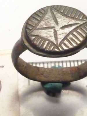 Old Revival Bronze Ring with Cross used