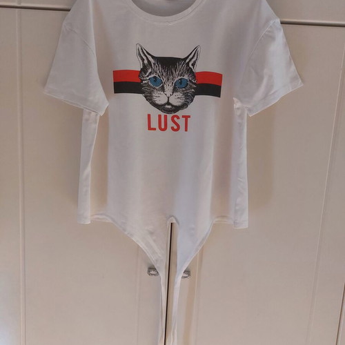White t-shirt with print used, size S/M