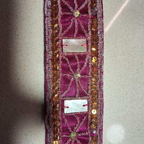 Ethnic Boho Handmade Belt like new, adjustable, fuchsia and burgundy