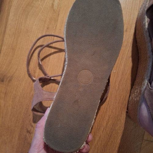 Pull & Bear ankle tie platform sandals like new, size 40, beige and brown