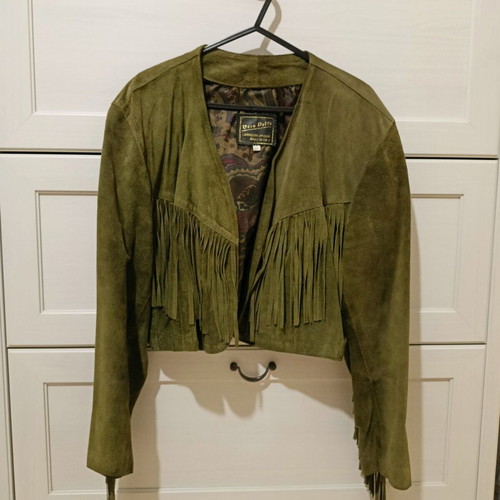 Vintage Italian Castori Jacket with Fringes like new, 100% Genuine Leather