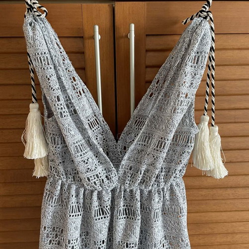 Boho Chic Crochet Beach Dress Cover-up Like New With Tassels