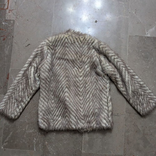New Line synthetic fur coat chevron pattern, like new, size M