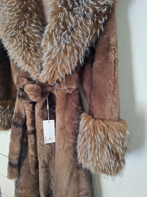 Fur coat brown new ecological quality one size