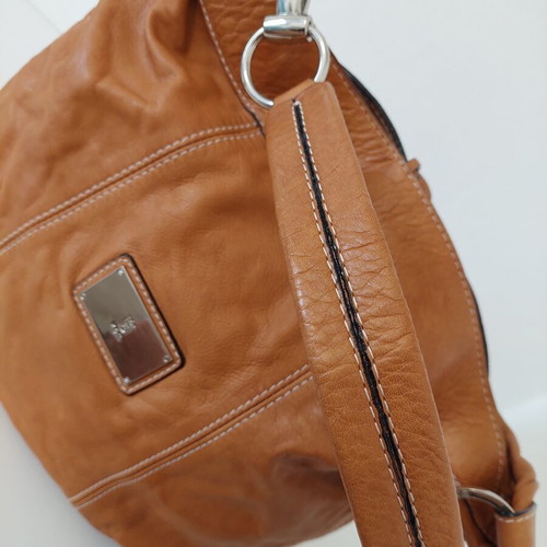 Kem leather women's crossbody bag, medium size, brown orange