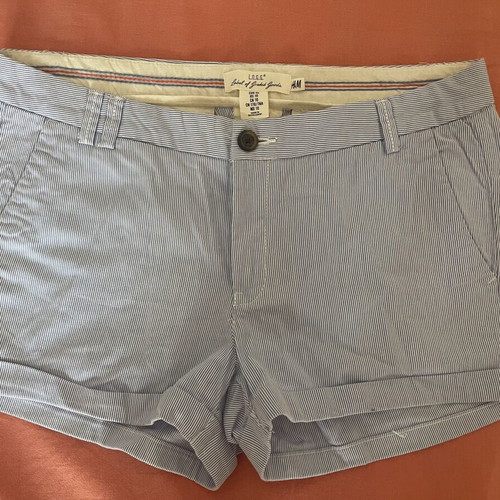 H&M L.O.G.G. women's striped shorts used, size L, white and blue