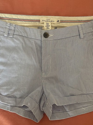 H&M L.O.G.G. women's striped shorts used, size L, white and blue