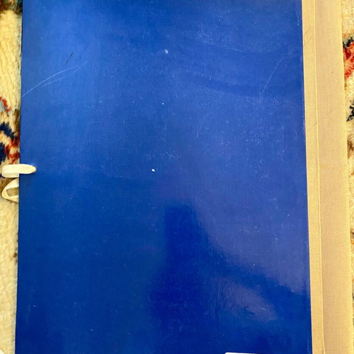 Hard file folders used, pack of 2, blue cardboard with ribbon
