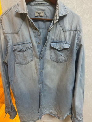 Mango denim men's shirt used, blue, size L with mild wear