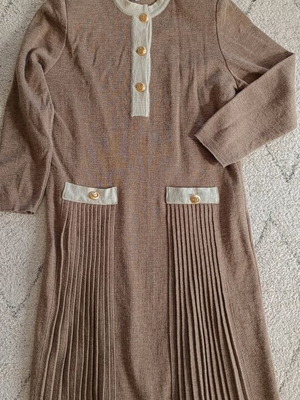 Vintage dress like new, beige and gold