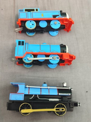 Thomas train set used, three trains together