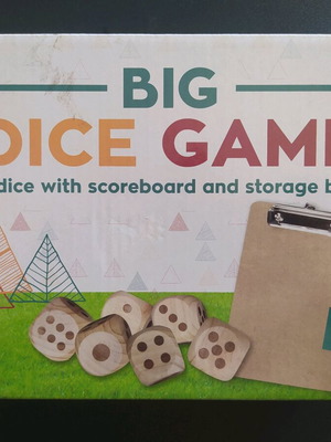 Children's game with wooden dice new, set of 6, 7x7x7 cm