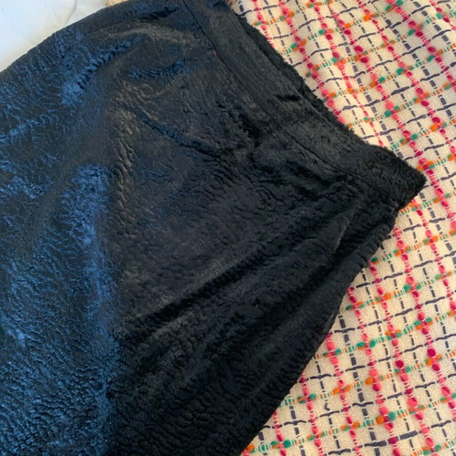Set of 2 women's skirts L used, black faux fur & multicolor tweed