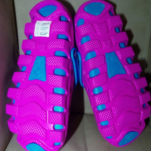 Women's sabots used, size 40, fuchsia-turquoise