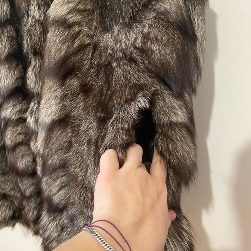 Silver Fox Fur Vest used, unisex, size M-L