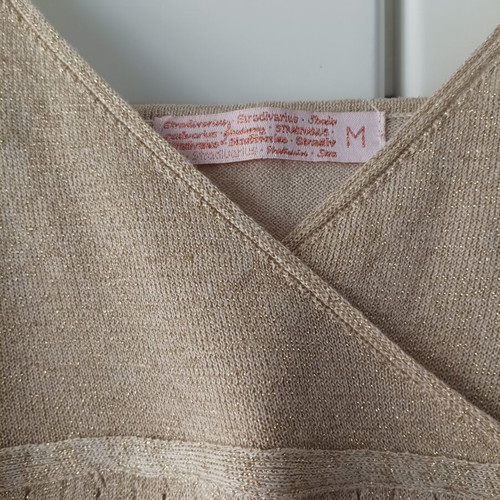 Stradivarius gold knitted top with straps and back tie