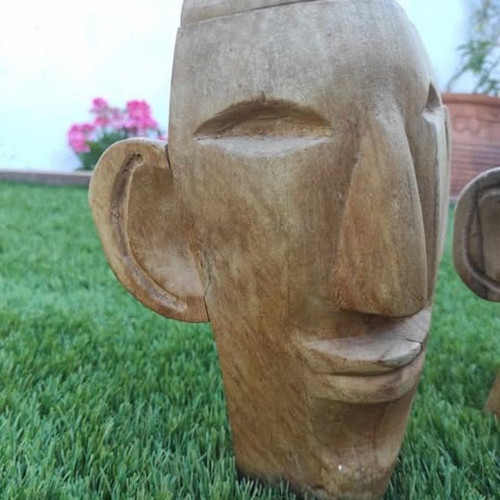 Wooden totem carvings like new, set of 2, handmade in Greece