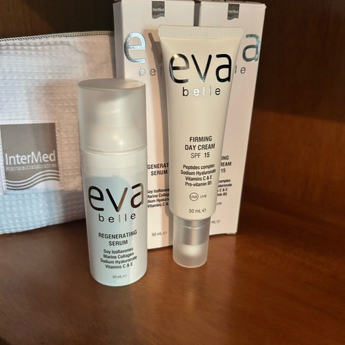 Eva Belle skincare set with serum and day cream spf 15 new