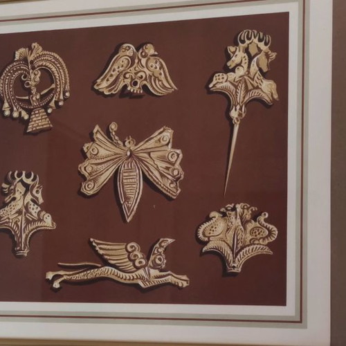 Mycenaean colored prints used from frescoes and golden grave goods