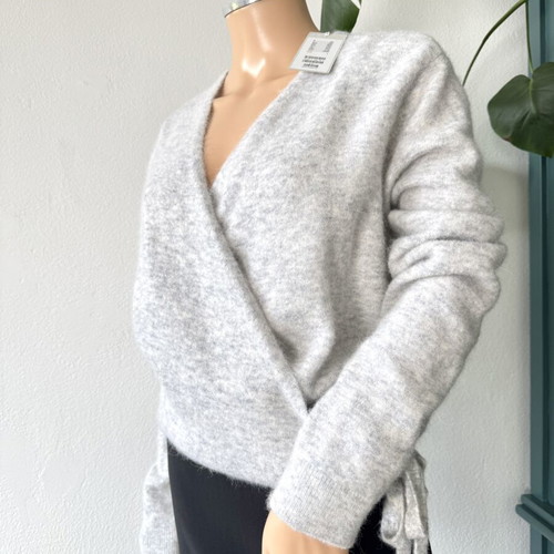 COS alpaca and wool wrap cardigan size L, light grey