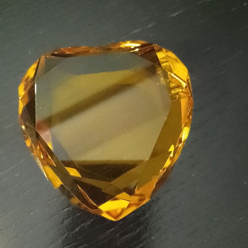 Rosenthal amber heart crystal paperweight like new, 8cm